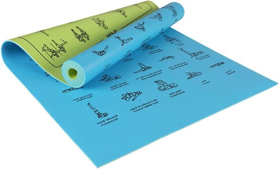 Yoga Mat with 70 Poses Printed on It,Yoga Mat with Strap for Yoga,Home Workout,Exercise, Instructional Yoga Mat for Women And Men