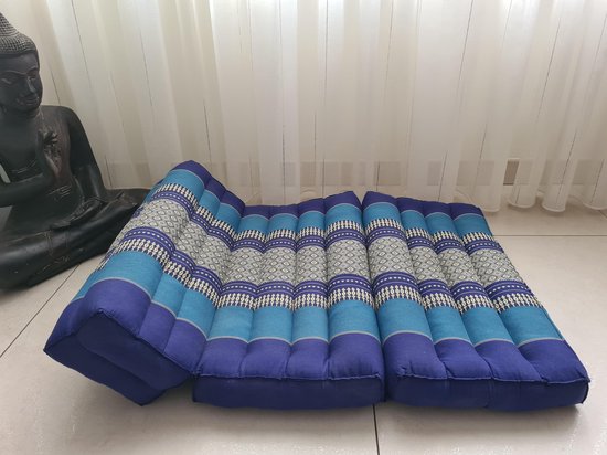 Yoga meditatie kussen mat - Yoga kussen opvouwbaar – Steunkussen – Meditatie kussen opvouwbaar - Kapok – Yogamat opvouwbaar – 70x50 cm - Blauw van Dragon Store