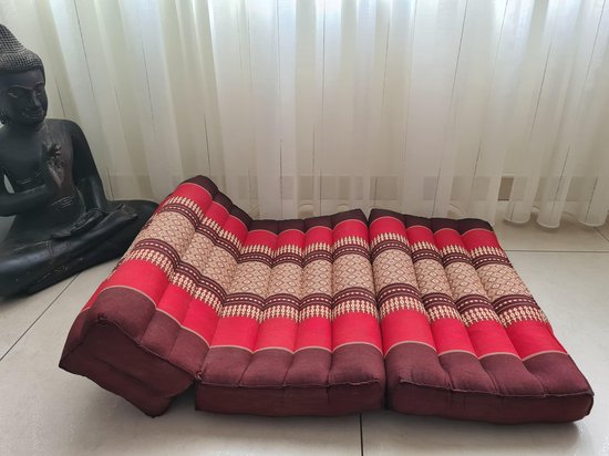 Yoga meditatie kussen mat - Yoga kussen opvouwbaar – Steunkussen – Meditatie kussen opvouwbaar - Kapok – Yogamat opvouwbaar – 70x50 cm - Burgundy Rood van Thaise Meubelshop