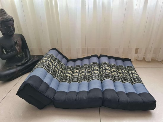 Yoga meditatie kussen mat - Yoga kussen opvouwbaar – Steunkussen – Meditatie kussen opvouwbaar - Kapok – Yogamat opvouwbaar – 70x50 cm - Grijs/Zwart van Merkloos