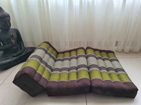 Yoga meditatie kussen mat - Yoga kussen opvouwbaar – Steunkussen – Meditatie kussen opvouwbaar - Kapok – Yogamat opvouwbaar – 70x50 cm - Groen/Bruin van Hugodutch