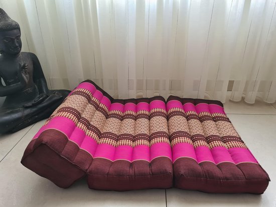 Yoga meditatie kussen mat - Yoga kussen opvouwbaar – Steunkussen –  Meditatie kussen opvouwbaar - Kapok – Yogamat opvouwbaar – 70x50 cm - Roze van Kokosfasern