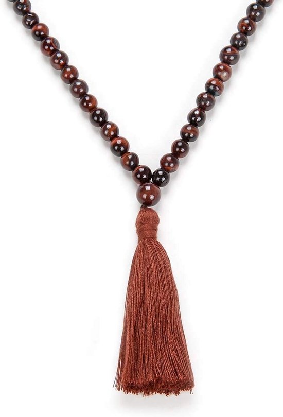 Yoga Necklace Jewelry Beads Long Tassel Necklace Jasper with 108 Mala Beads for Women or Men van Anita