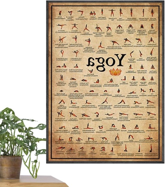 Yoga Oefeningen Poster - Asana Chart - Thuis Fitness - Visuele Instructie - 40x60cm - Meerkleurig