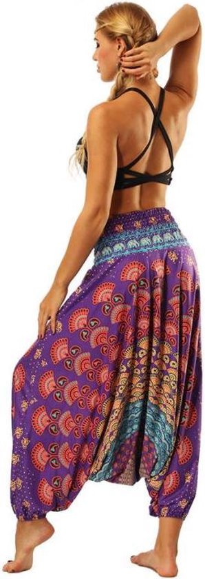 yoga pants loose women high waist Women Summer Loose Yoga Trousers Baggy Boho Jumpsuit Harem Pants gym Colorful Mandala Paars van Merkloos