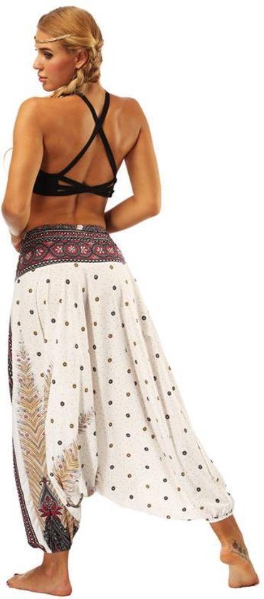 yoga pants loose women high waist Women Summer Loose Yoga Trousers Baggy Boho Jumpsuit Harem Pants gym White Fractal van Merkloos
