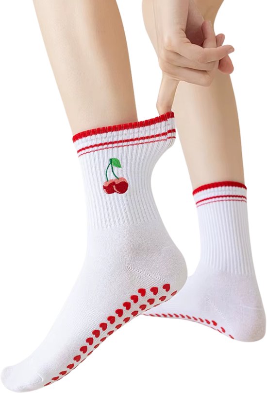Yoga & Pilates-sokken – Antislipsokken voor dames - Grip sokken voor dans - fitness - Rood - Maat 35-38 - Comfortabel katoen – 1 paar van Merkloos