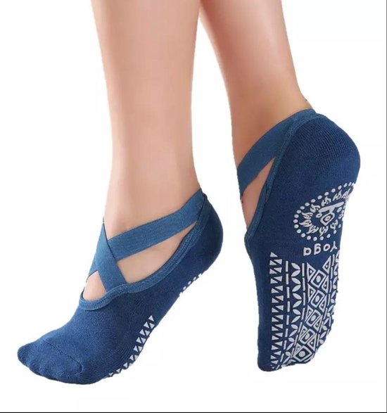 Yoga & Pilates sokken met antislip - 'Ballerina Yoga' - dichte tenen - blauw - Pilateswinkel - meerdere kleuren verkrijgbaar! van Pilateswinkel