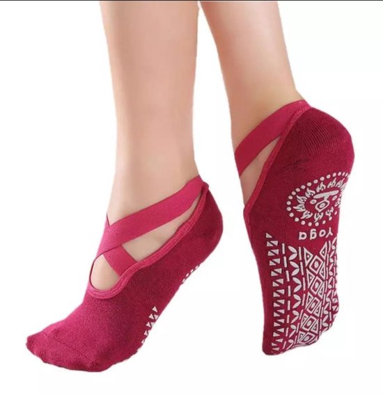 Yoga & Pilates sokken met antislip - 'Ballerina Yoga' - dichte tenen - rood - Pilateswinkel - meerdere kleuren verkrijgbaar! van Pilateswinkel