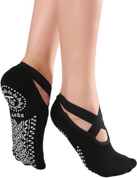 Yoga & Pilates sokken met antislip - Ballerina Yoga - dichte tenen - zwart - black - anti slip van Senzup