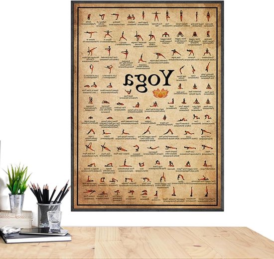 Yoga Positie Poster - Oefen Poster - Thuis Fitness - Visuele Gids - 50 x 70 cm - Meerdere Kleuren