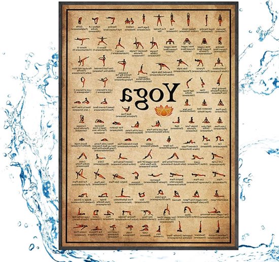 Yoga Poster - Fitness Gids - Thuistraining - Geïllustreerde Houdingen - 30 x 40 cm - Meerdere Kleuren