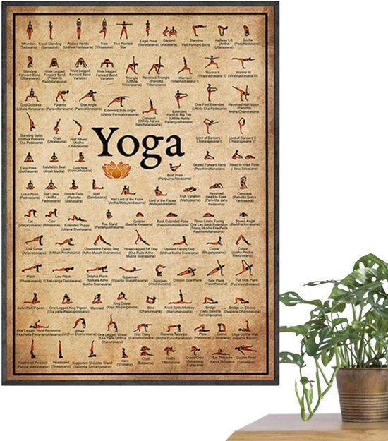 Yoga Poster - Houdingen Bord - Thuis Oefenen - Visuele Gids - 40 x 60 cm - Multicolor