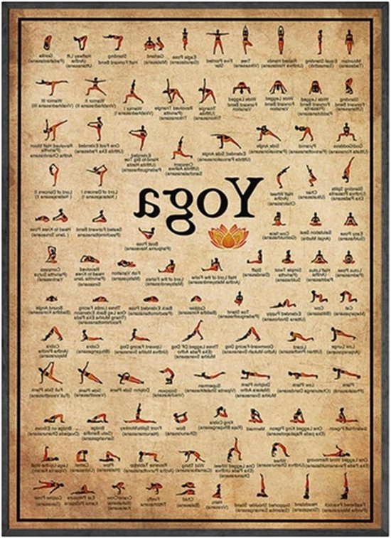Yoga Poster - Oefeninstructies Canvas - Lichaam Stretchen - Visuele Handleiding - 40 x 60 cm - Meerdere Kleuren