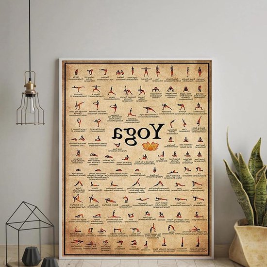 Yoga Poster - Oefenposter Lichaam - Thuis Trainen - Visuele Instructie - 40 x 60 cm - Levendige Kleuren