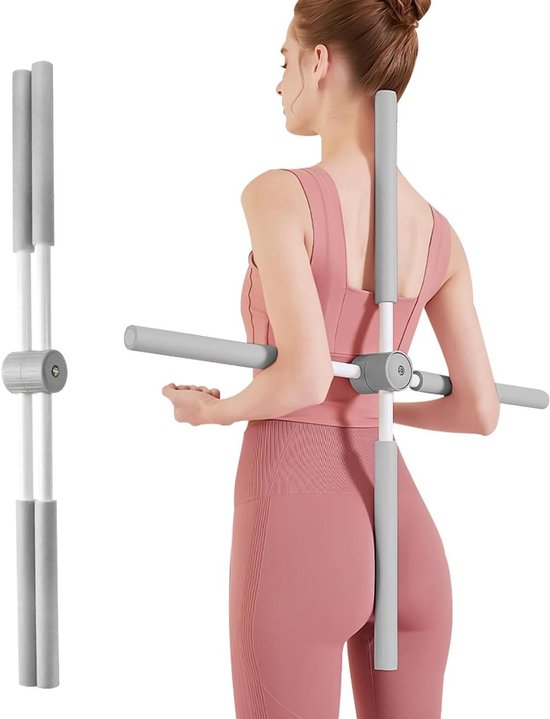 Yoga Postuur Correctie Stok - Rugtrainer Balansstok - Houding Verbeteren - Roestvrijstalen Kern - 80 cm - Roze