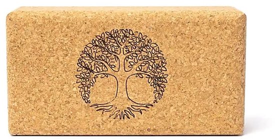 Yoga prop steunblok kurk Levensboom – 23 cm x 12 cm x 7.5 cm