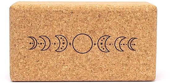 Yoga prop steunblok kurk Maanfasen – 23 cm x 12 cm x 7.5 cm