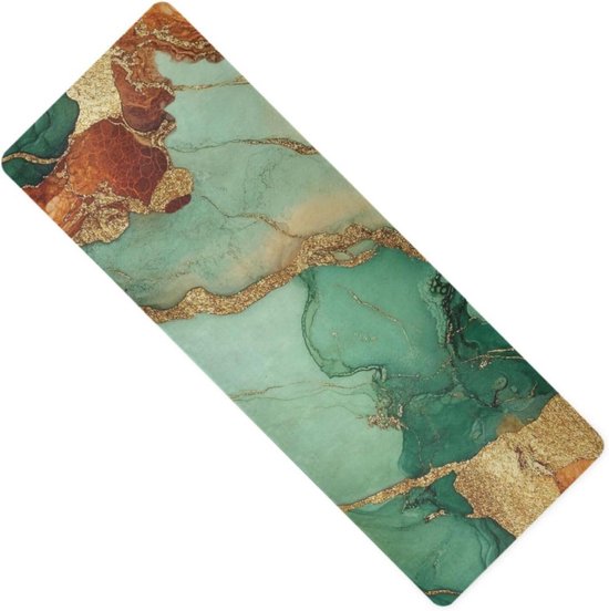 Yoga Reismat - Fitness Mat Outdoor - Sporten Buiten - Antislip Natuurrubber - 71x26 Inch - Marmer Terracotta Groen