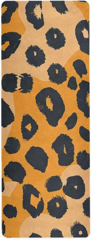 Yoga Reismat - Oefenmat - Thuis en Onderweg - Antislip Natuurrubber - 180x66 cm - Luipaard Oranje