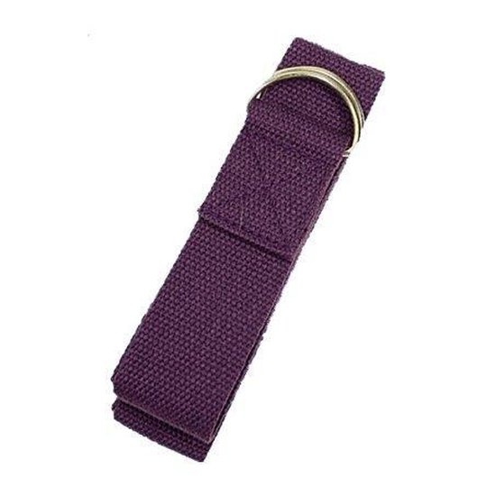 Yoga riem D-ring paars katoen - 250x3 cm van Merkloos