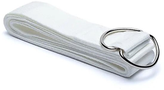 Yoga riem D-ring wit katoen - 183 cm x 4 cm