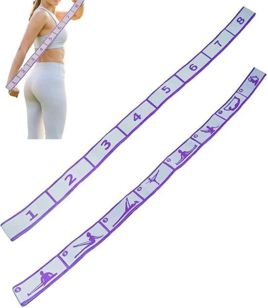 Yoga-riem met lussen 85 x 4 cm, fitnessband voor stretching, pilates, turnen en ballet