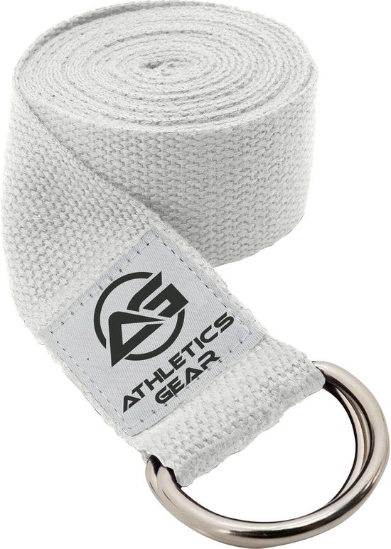 Yoga Riem - Stretch Band - Flexibiliteit Verbeteren - Duurzaam Katoen - 1.8 Meter - Wit