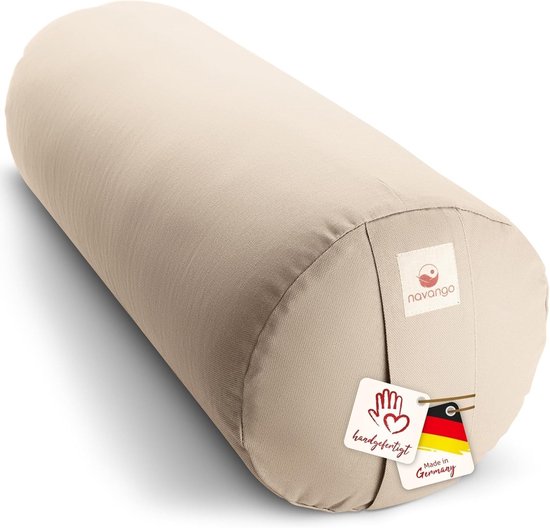Yoga Rol - Yogakussen Bolster - Ontspannende Yoga - Handgemaakt Duits Kwaliteit - 64x24cm - Naturel