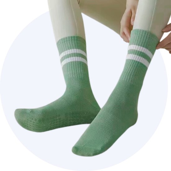 Yoga sokken - Antislip sokken - Pilates sokken - 3 Paar - Mintgroen - One size fits all van Adome