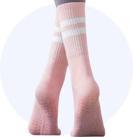 Yoga sokken - Antislip sokken - Pilates sokken - 3 Paar - Roze - One size fits all van Pnrnourry
