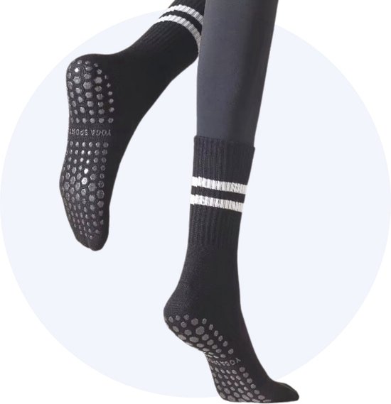 Yoga sokken - Antislip sokken - Pilates sokken - 3 Paar - Zwart - One size fits all van Umino