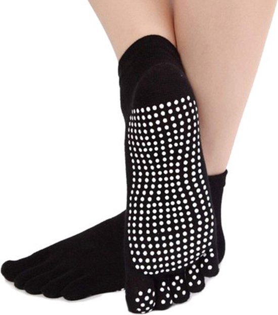 Yoga Sokken FUll Toe I Volle Teen Yoga Sok I Met Anti Slip Onderkant I Antislip Sokken I Pilates Sokken I Zwart I Maat 36-40 van ToeSox