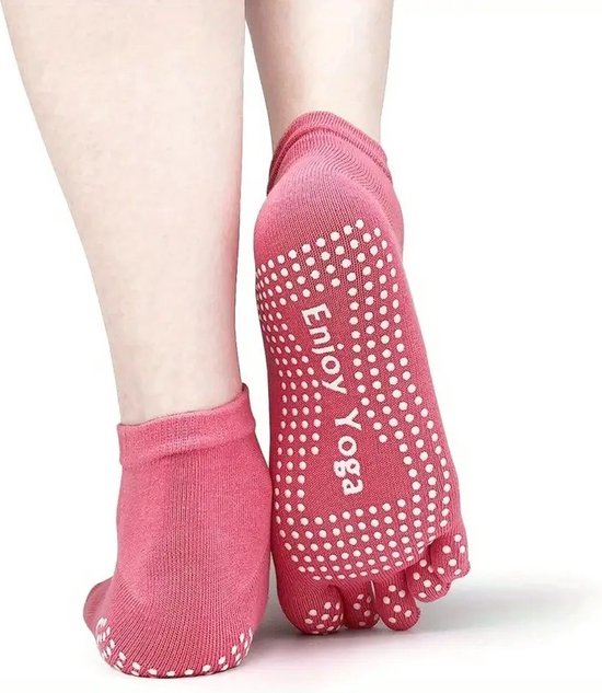 Yoga Sokken Full Toe I Volle Teen Yoga Sok I Met Anti Slip Onderkant I Antislip Sokken - Pilates Sokken - Roze - Maat 36-40 van PinkyB Fitness.