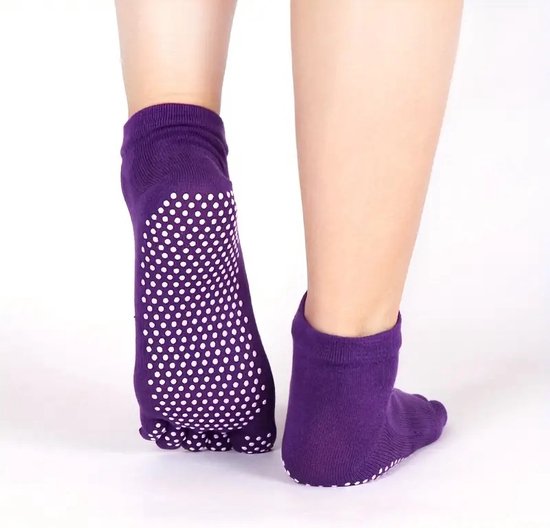 Yoga Sokken Full Toe | Volle Teen Yoga Sok | Met Anti Slip Onderkant | Antislip Sokken | Pilates Sokken | Maat 36-40 I Paars van ToeSox