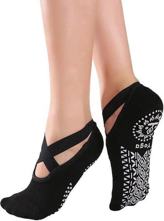Yoga Sokken Gesloten Teen - Met Anti Slip Onderkant - Antislip Sokken - Pilates Sokken - Maat 36-40 I Zwart van ToeSox