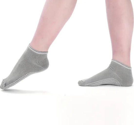 Yoga Sokken I Gesloten Teen Yoga Sok I Met Anti Slip Onderkant I Antislip Sokken - Pilates Sokken - Grijs - Maat 36-40 van ToeSox