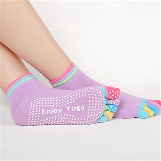 Yoga sokken met antislip - paars met gekleurde tenen - maat 36 tot 40 van ToeSox