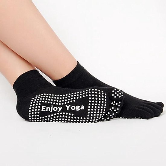 Yoga sokken met antislip - zwart - met tenen - maat 36 tot 40 van ToeSox