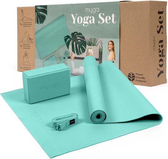 Yoga Starterset voor Beginners - Complete Set met Yogamat, Yogablok en Yogariem - Ideaal voor Pilates, Yoga en Stretching