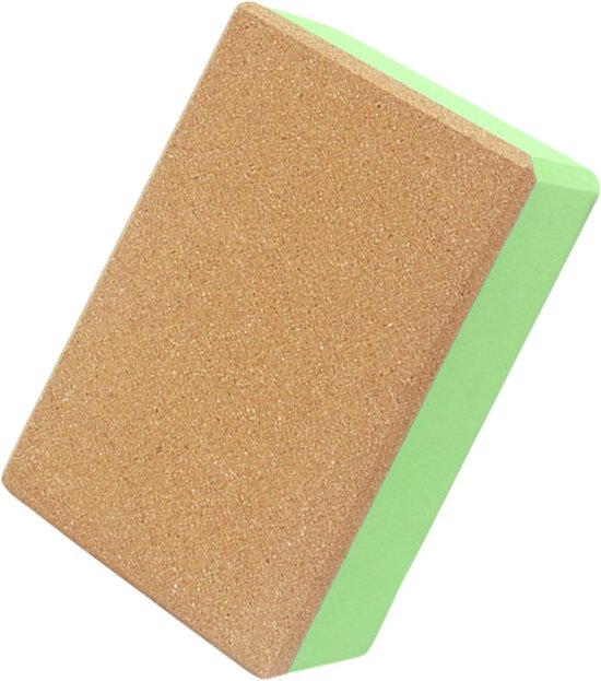 Yoga Steunblok - Fitness Blok - Verbeteren Flexibiliteit - Antislip Kurk Materiaal - 23 x 15 x 7.6 cm - Groen