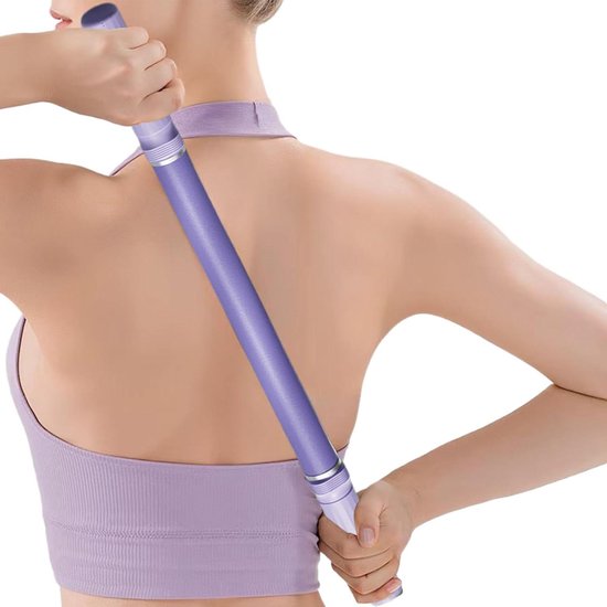 Yoga Stick - Oefenstaaf Pilates - Houding Verbeteren - Antislip Ontwerp - 58.7 cm - Paars