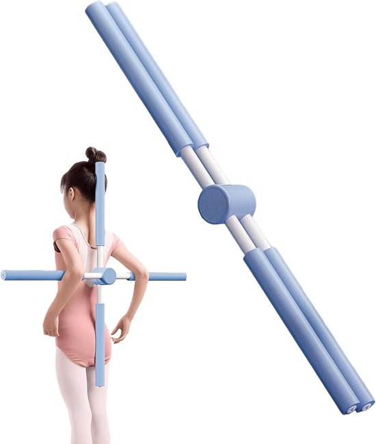 Yoga Stick - Pilates Stok - Houding Verbeteren - Verstelbare Pasvorm - 76 cm - Blauw van Chibaa