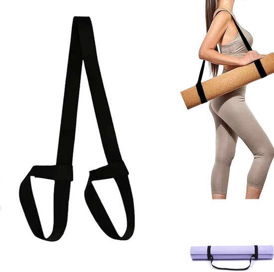Yoga Strap - Yoga Belt - Yoga Riem - Draagband - Riem Voor Yogamat - Yoga Mat Draagriem - Riem Voor Yogamat - Voor Extra Dikke Mat -Workout Gear - voor Alle Matten - verstelbare - Zwart van MightyGoods