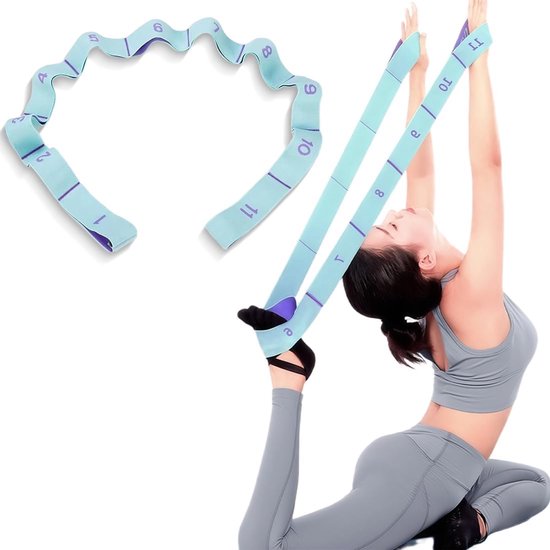 Yoga Stretch Band met 11 Buckles - Elastische Yoga Belt - Oefen Strap voor Yoga - Fitness - Pilates