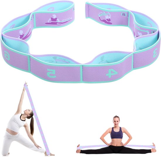 Yoga Stretch Band met 8 Lussen - Hoogwaardige Elastische Fitnessband voor Yoga en Gymnastiek, Ideaal voor Flexibiliteit en Krachttraining