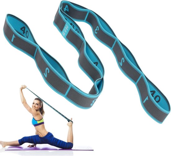 Yoga Stretch Band met 9 Lussen, Zeer Elastische Gymnastiekband voor Pilates, Dans en Effectieve Rektraining