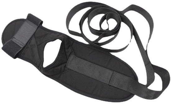Yoga-stretchband met 7 lussen - zeer elastisch - Yoga Trainingen riem - Yoga Rekken Riem - Beenstrekkerband - Fascia Rekken Riem - Voor Pilates, Dans, Gymnastiek - 145*4 cm - Zwart