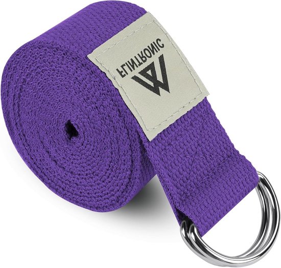Yoga Stretchband met D-Ring van 100% Katoen - Ideaal voor Yoga, Pilates en Flexibiliteitsoefeningen voor Beginners en Gevorderden