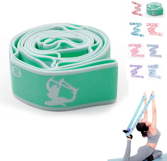 yoga-stretchbanden, gymnastiekband, elastiek, stretchband met lussen voor pilates, fitness en stretchtraining - 1 stuk - light green van Dharma Fitness.